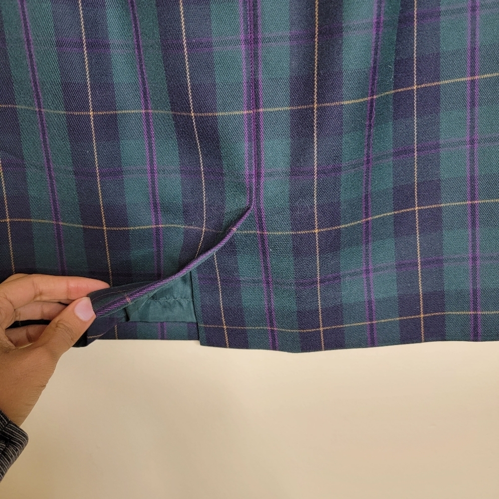 Ellen Tracy Wool Pencil Skirt Green Plaid - Picture 5 of 6